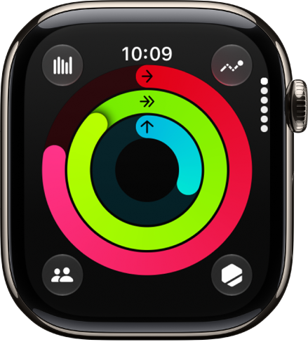 The Activity screen showing the three rings—Move, Exercise, and Stand.