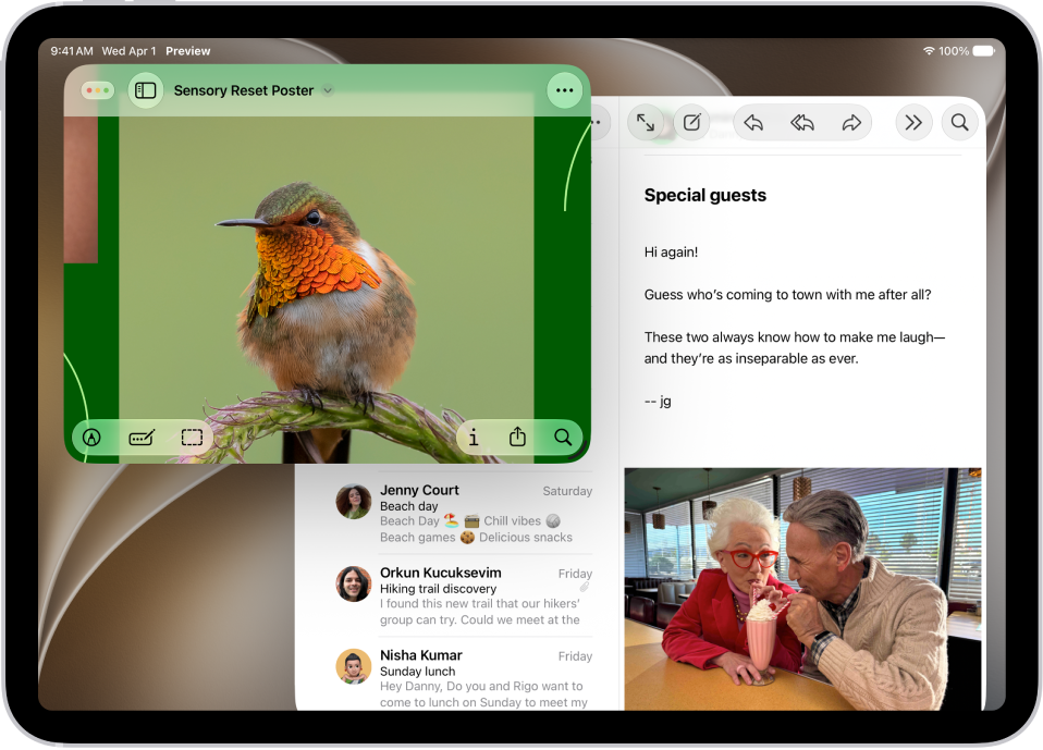 iPad with two different apps open on the screen