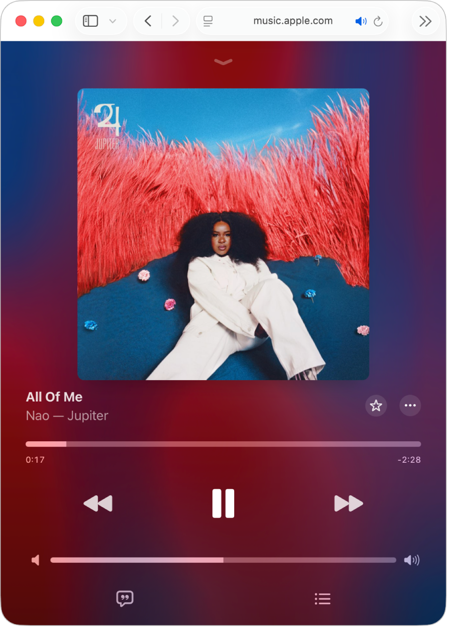 El mini&nbsp;reproductor de Apple Music en la web