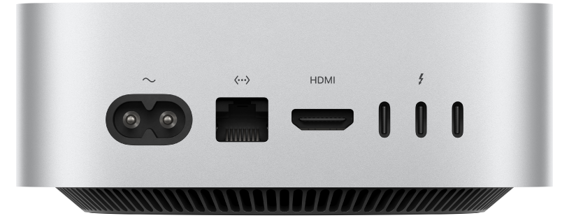 عرض خلفي لـ&nbsp;Mac&nbsp;mini ومنافذه المتعددة.