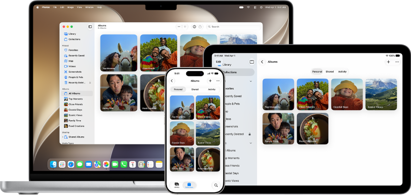 Det samme iCloud-indhold, der er tilgængeligt på flere enheder.