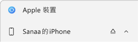 在側邊欄中選取了一部裝置。