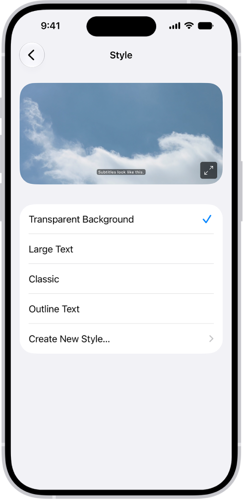 Një iPhone që tregon një shembull të titrave me një stil të personalizuar.