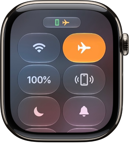 Control Center with the Airplane Mode button highlighted to show that Airplane Mode is on.