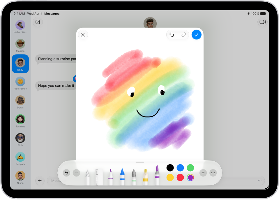 The canvas for drawing in Messages.