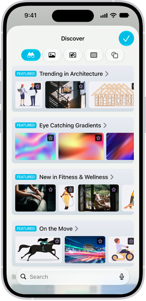 iPhone con la app Freeform abierta en el centro de contenido de Apple&nbsp;Creator&nbsp;Studio.