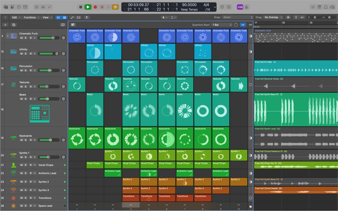 Вікно Logic Pro.