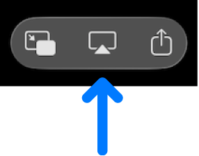 Les commandes de lecture dans l’app Apple&nbsp;TV. L’icône de diffusion vidéo avec AirPlay se trouve sous la barre de progression.
