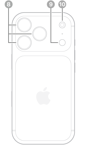 Задняя сторона iPhone 17 Pro. Задние камеры расположены вверху слева, вспышка&nbsp;— вверху справа.