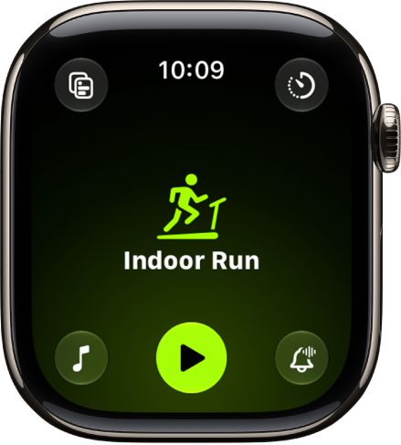 Het Work-out-scherm met de work-out 'Buiten hardlopen' gemarkeerd.