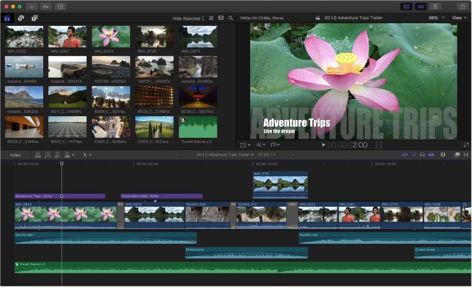 Вікно Final Cut Pro.
