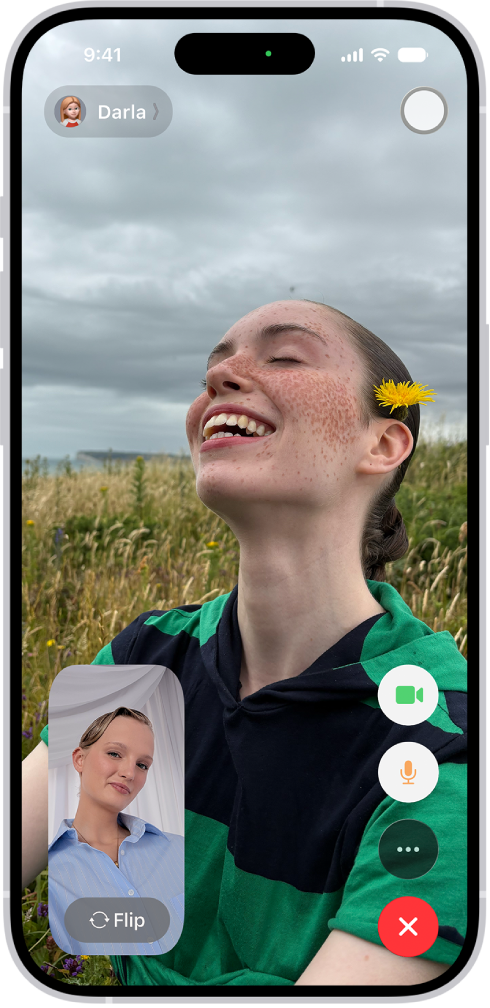 Uma ligação do FaceTime no iPhone.