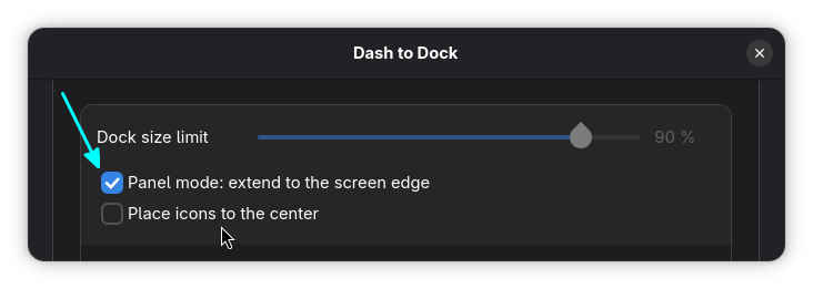 Panel extend to edge option in the settings.