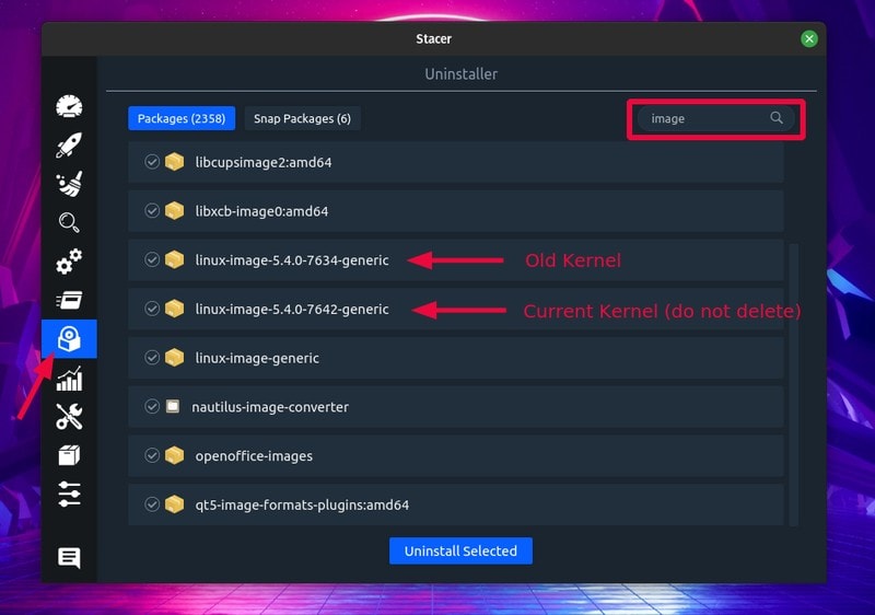 Stacer Remove Kernel