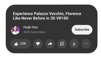 Youtube card showing the author data and share options