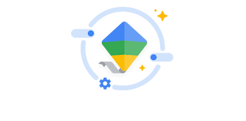 Colorful kite icon with settings, toggle icons and sparkling stars around it