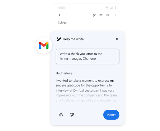 Google Gemini helping write an email.