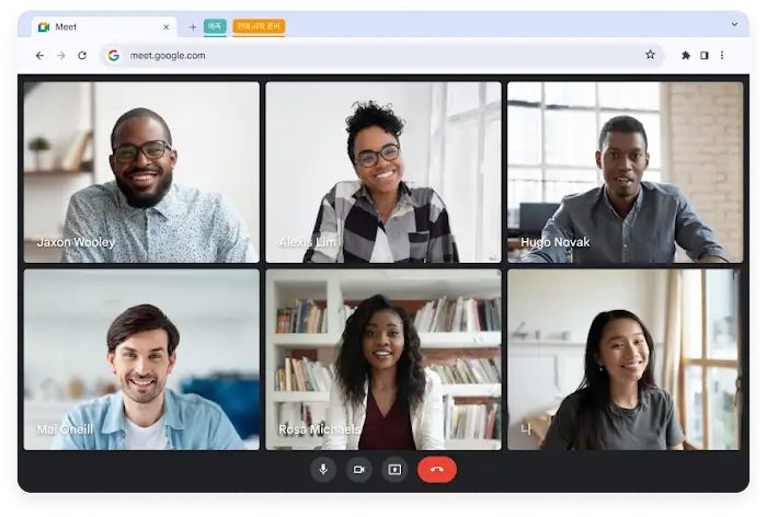 한 무리의 사람들이 Google Meet에서 통화하고 있습니다.