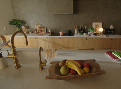 An interactive video. The Android XR Maps interface projected over a contemporary kitchen. A message bubble with an avatar of a person pops up. It says 'Can you show me restaurants with seafood nearby?' Gemini responds with 'Sure. Here you go.' A Google Maps screen appears with results matching the request. The first result is for a restaurant called The Clam. If you click a flashing blue dot near the words 'Immersive View' on the map, the scene changes to a full-screen view of a 3D satellite view in Google Maps. You can click and drag to control the view, and various pins around the city indicate locations from the search results. The Clam has been selected, showing a star rating, the description 'Seafood restaurant' and a couple of buttons. One says 'See inside' and one says 'Street View'. Clicking the flashing blue dot near the Street View button transitions to Street View of The Clam on Google Maps. Finally, the screen tints dark and a large button appears in the centre that says 'Restart'. Clicking that button resets the experience back to the kitchen scene.