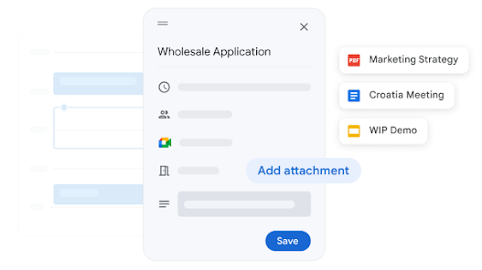 Attaching a file in a Google Calendar invite.