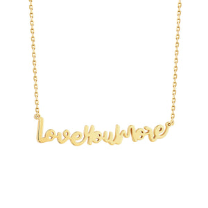 Script Love You More Bar Gold Necklace