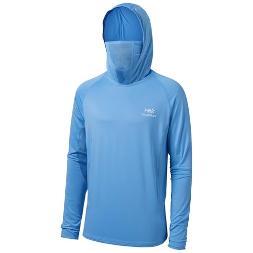 BASSDASH UPF 50+ Men’s Long Sleeve Fishing Shirt with Mask UV Neck Gaiter Hoodie