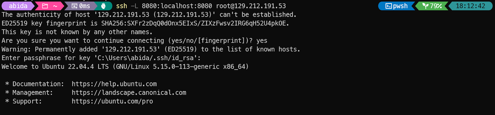 connection to the Hyperbolic VM using the ssh