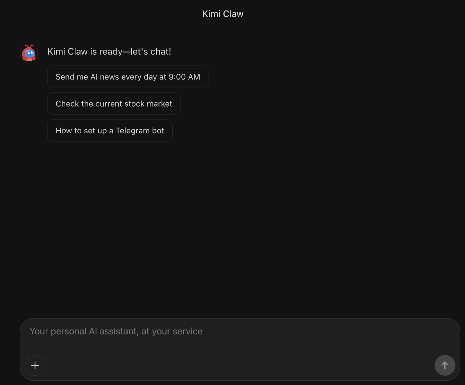 Kimi Claw interface