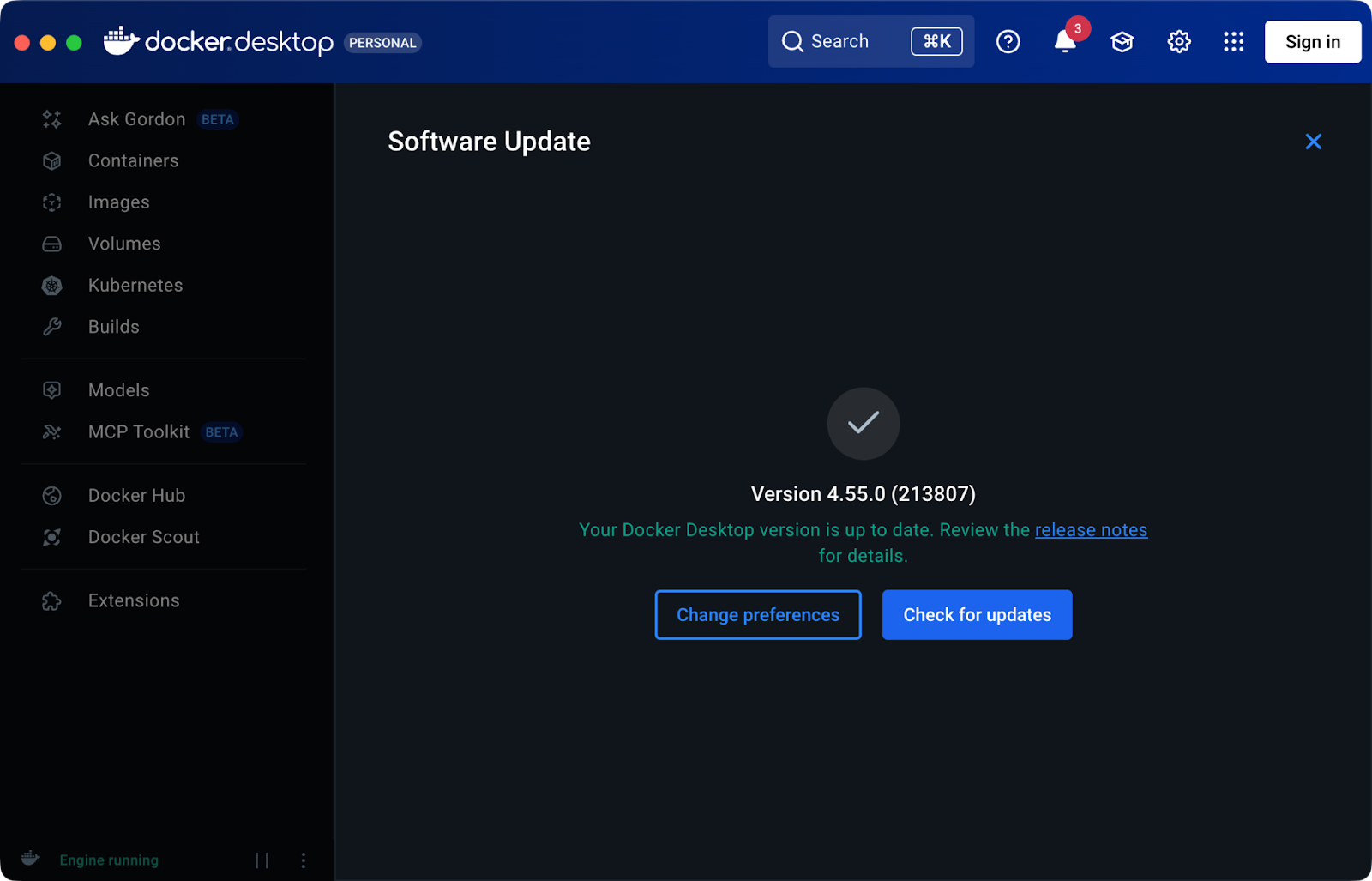 Image 3 - Docker update through Docker Desktop