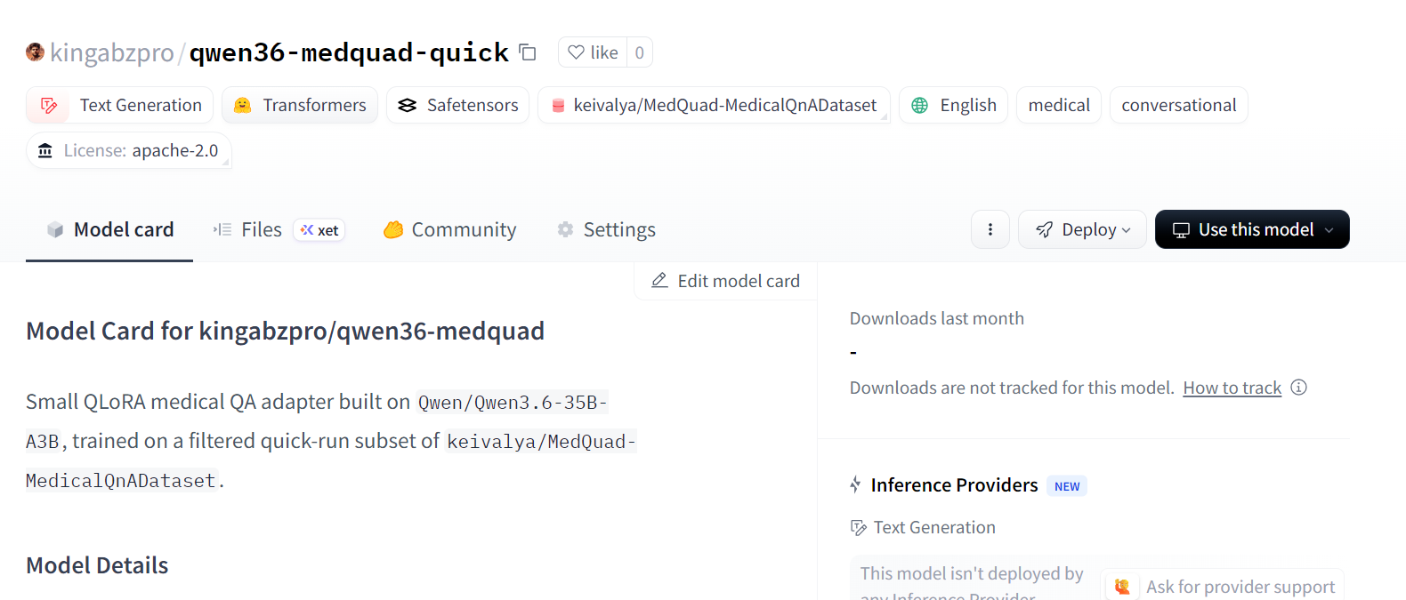 Fine-tuned model repository on Hugging face.