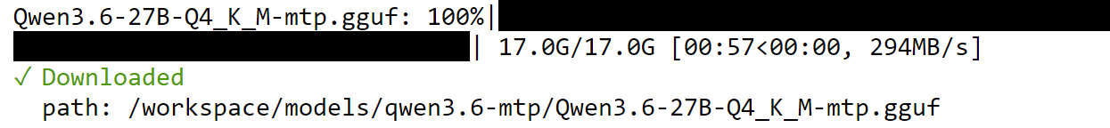Qwen3.6-27B のダウンロードに成功