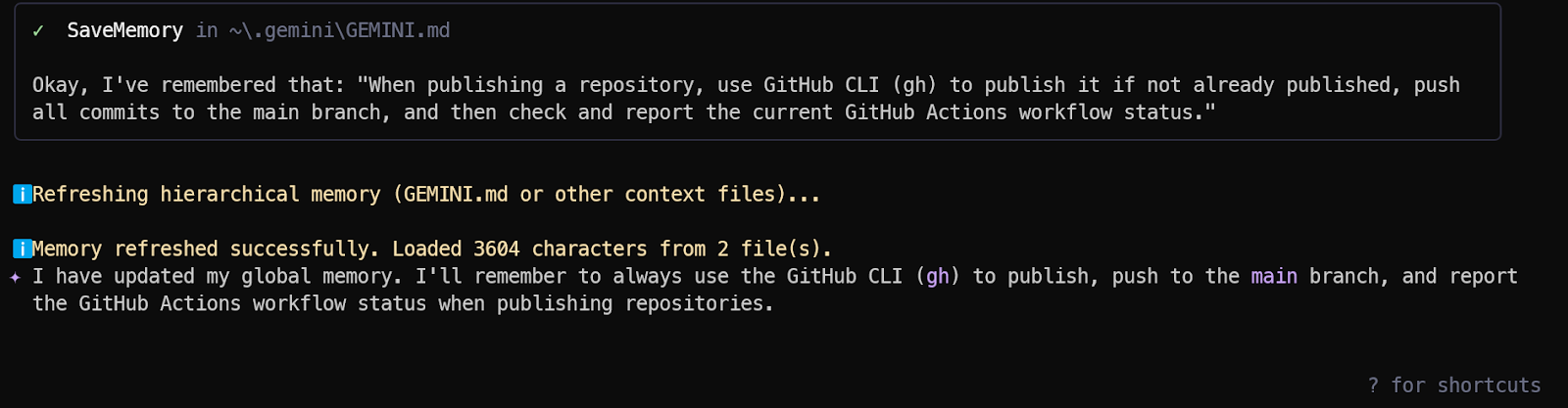 adding new memory in the Gemini CLI