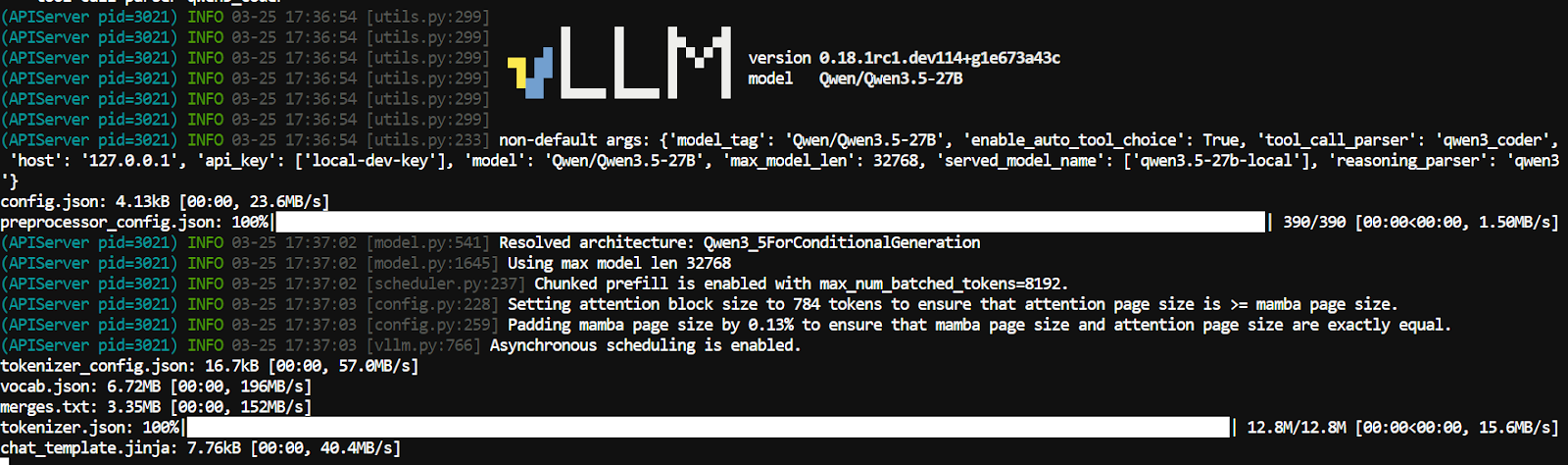 Serving Qwen3.5-27B model using vllm