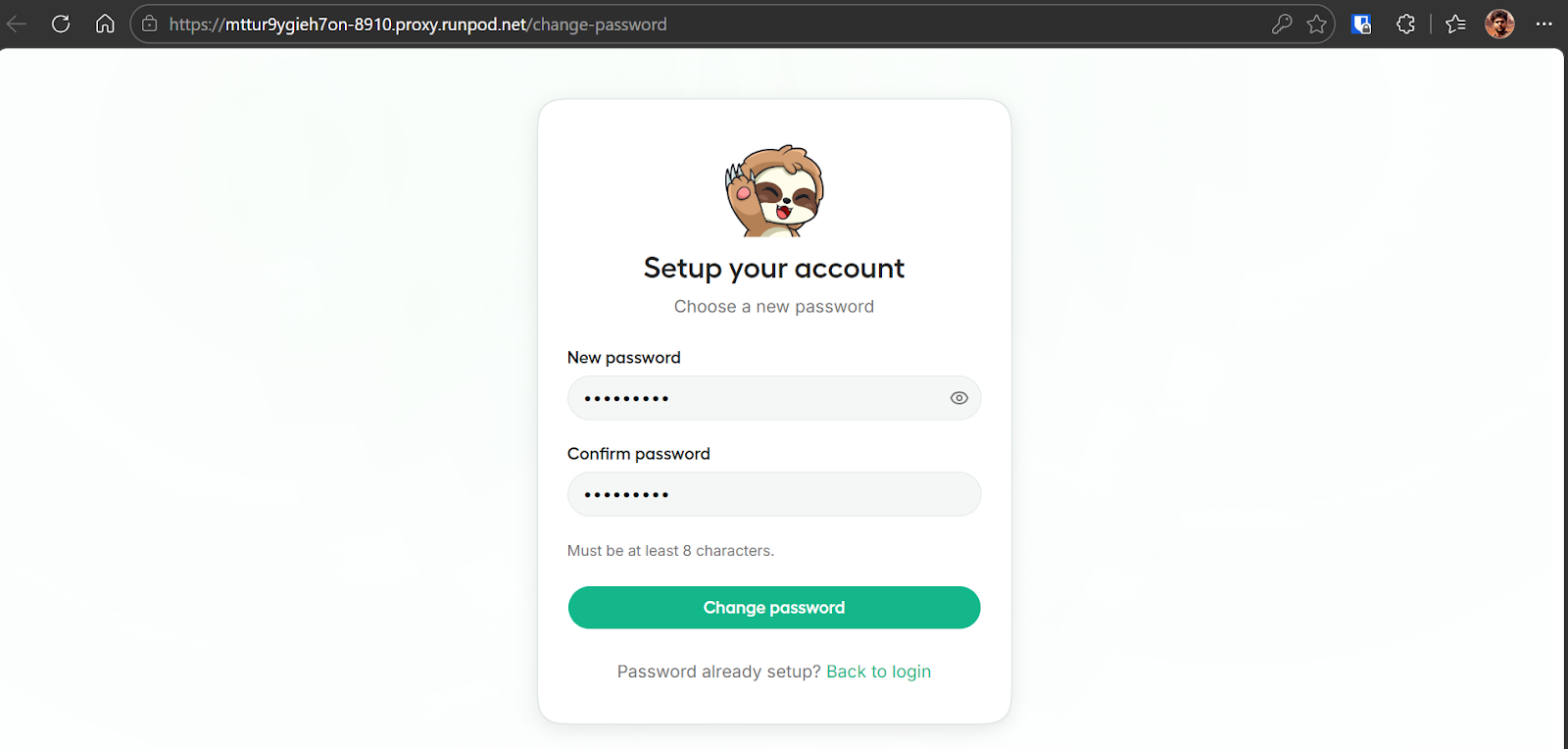 Unsloth Studio account setup