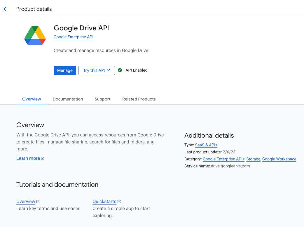 Google Drive API Enable