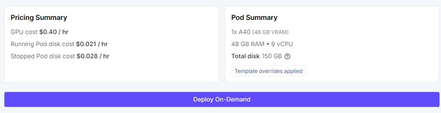 Runpod Pod Summary
