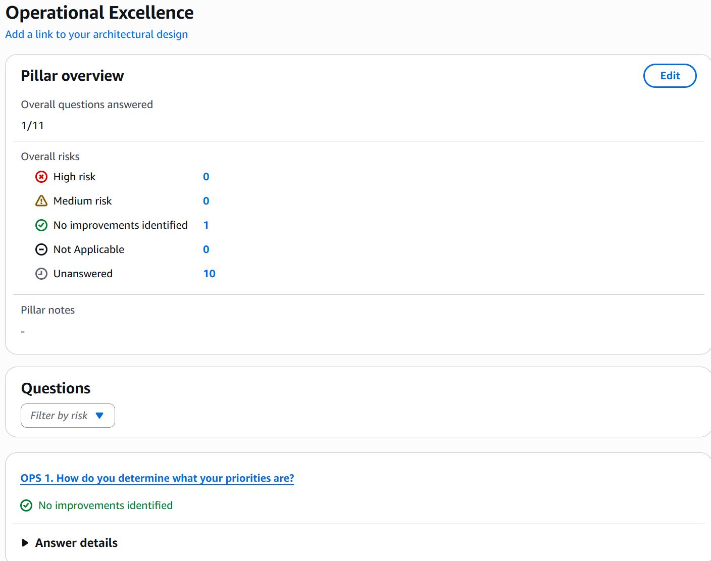 Operational excellence pillar report overview