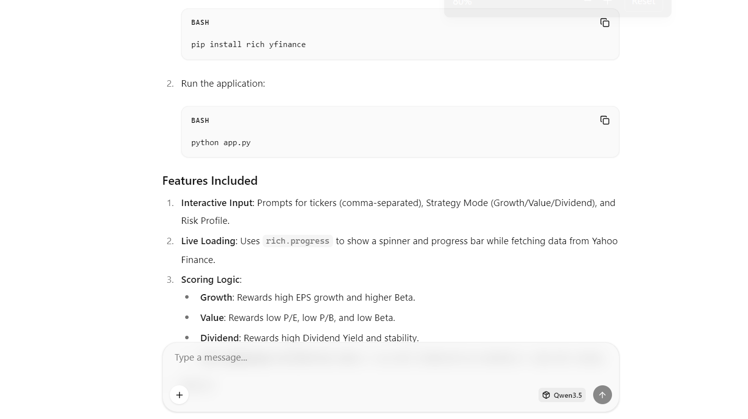 Building trading App within llama.cpp WebUI using Qwen3.5