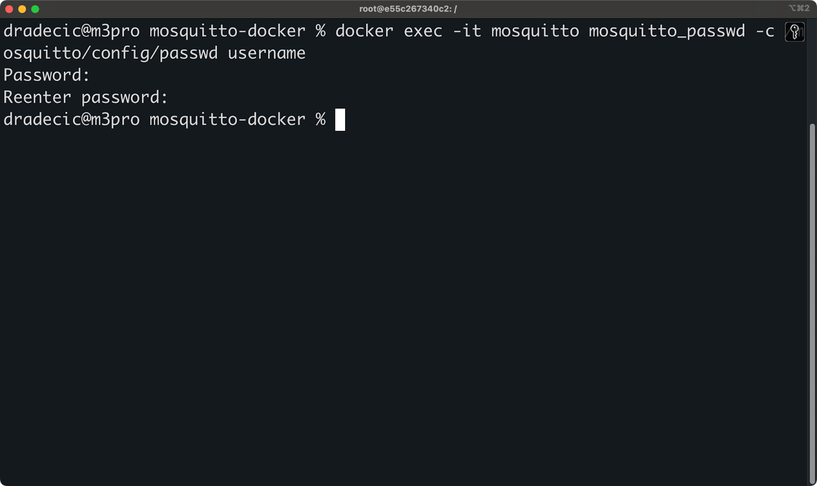 Imagen 3: autenticación de Mosquitto