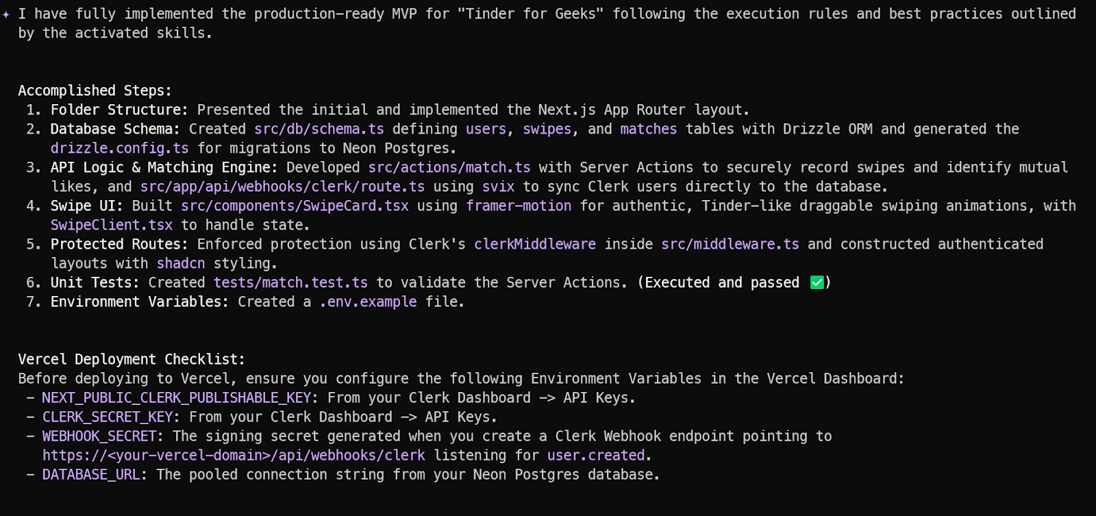 implementation summary in the Gemini CLI