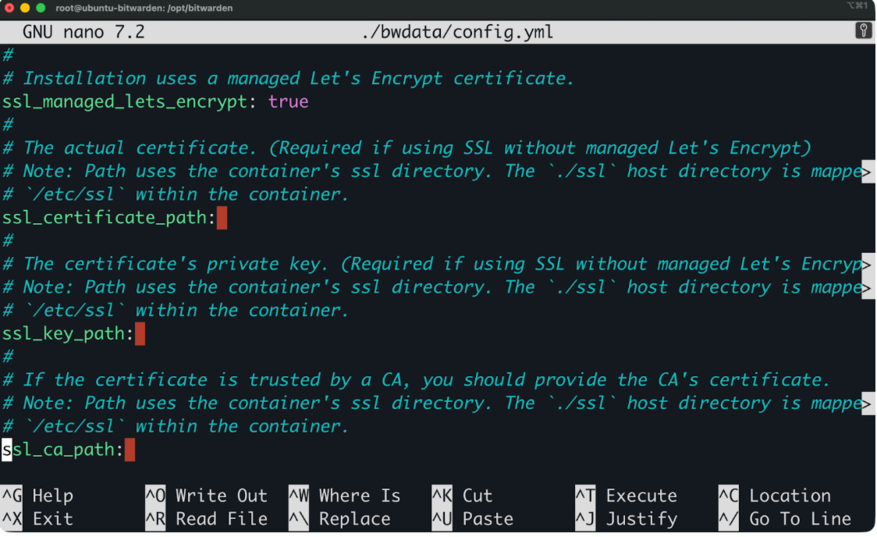 Uso de certificados personalizados en Docker Bitwarden