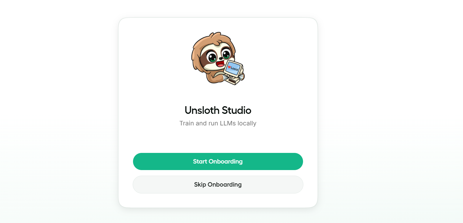 Unsloth Studio onboarding