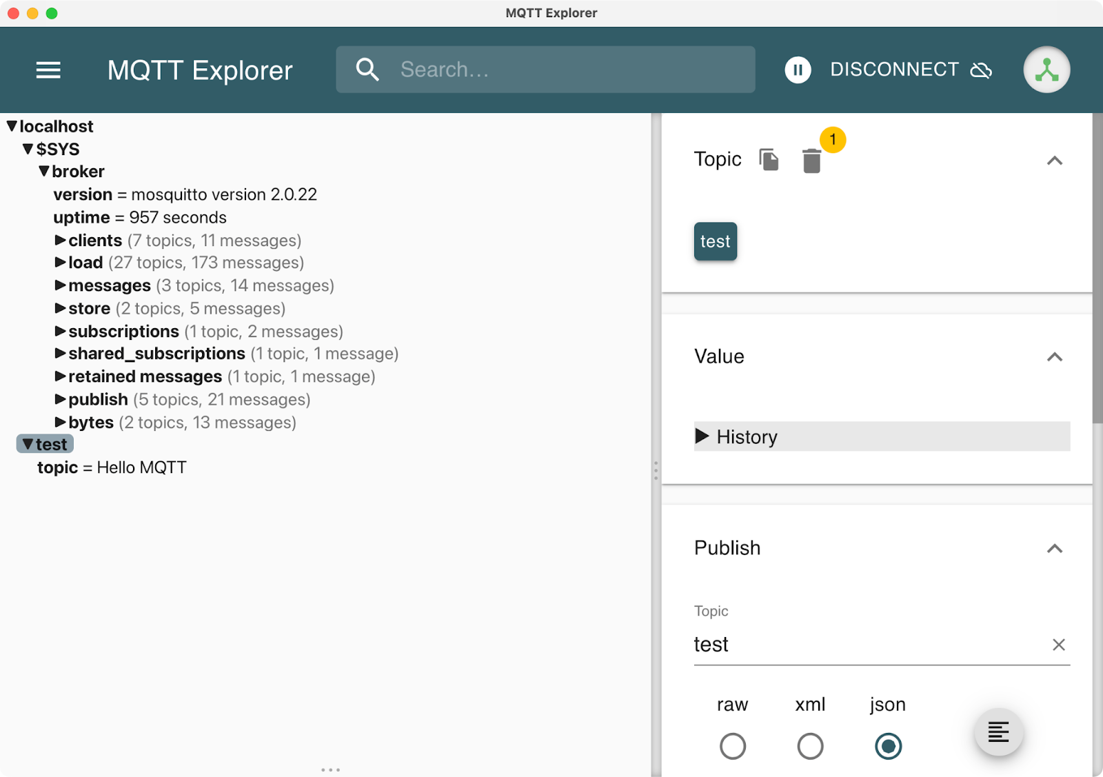 Imagen 8: aplicación MQTT Explorer