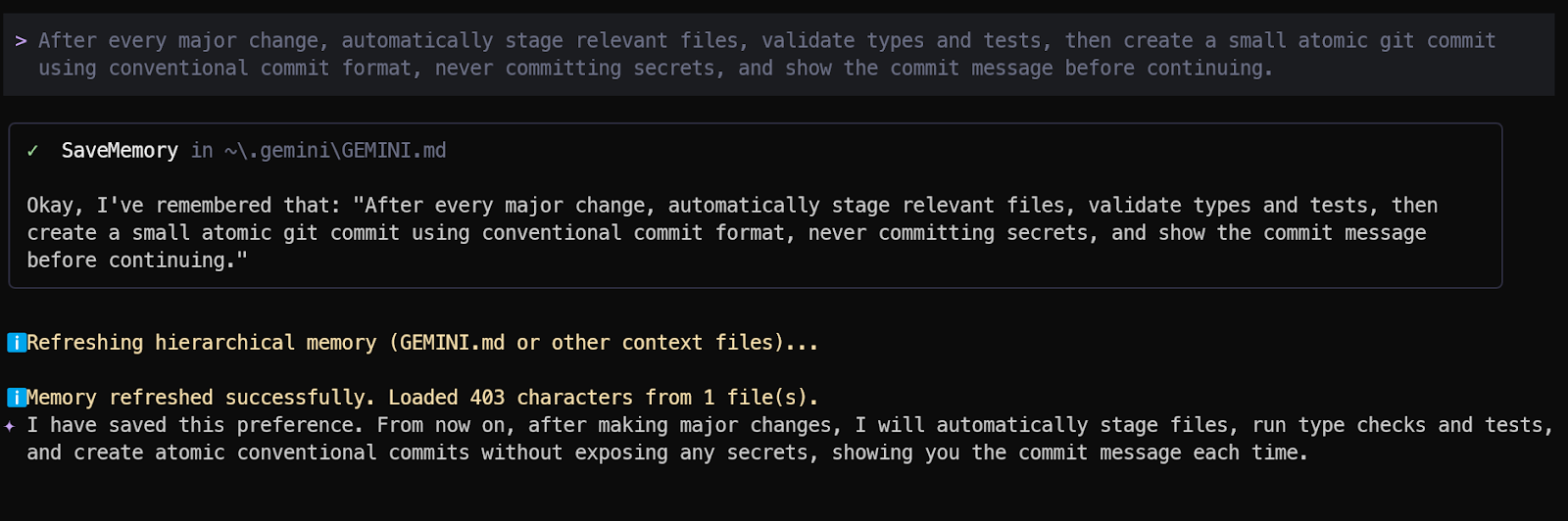 modifying the memory in the Gemini CLI