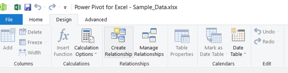 Create a Relationship tab in Excel data model