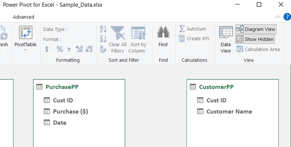 Diagram View in Excel data model