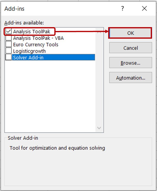 Bật Analysis ToolPak trong Excel