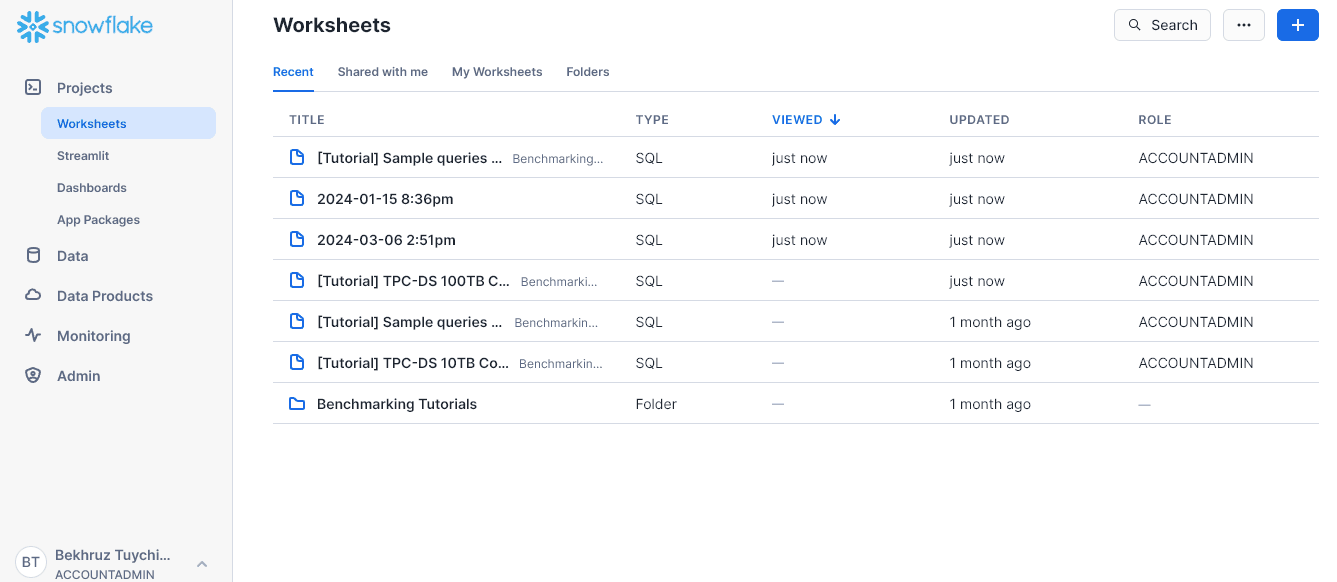 Creating databases and tables in Snowflake