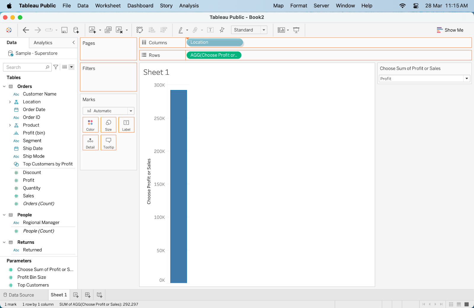 adding location to columns shelf