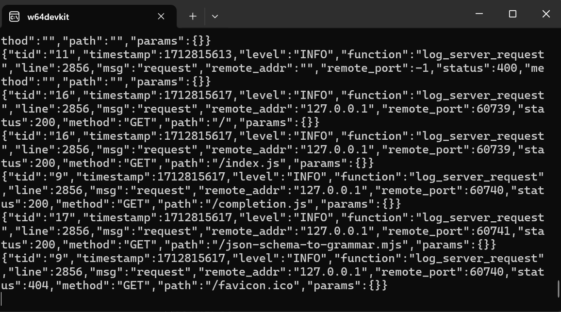 launching the llama.cpp web server
